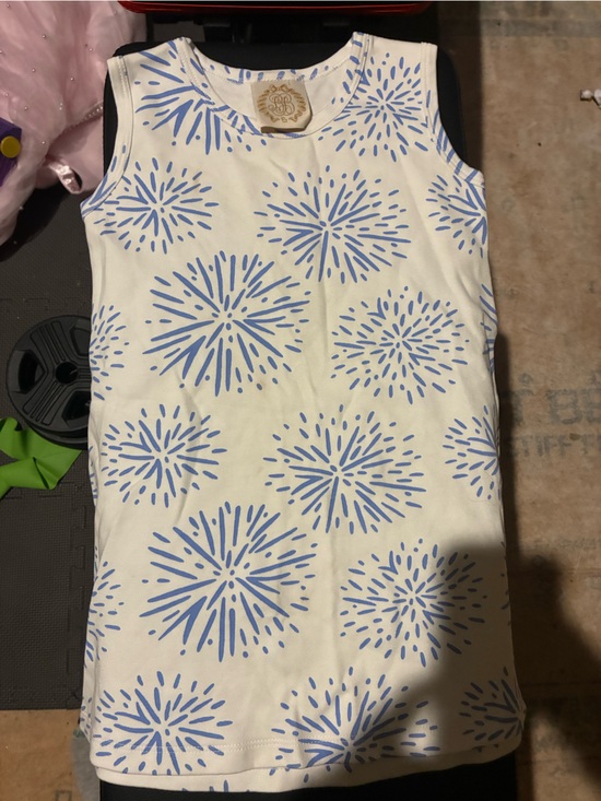 The Beaufort Bonnet Company Other - The Beaufort Bonnet Company Tank Top Dress with Blue Burst Print size 5 Girls